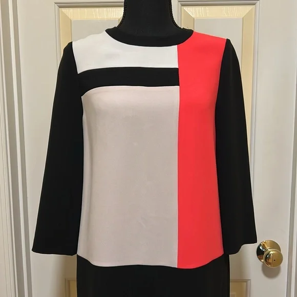 Kate Spade Black and White Asymmetrical Sheath Dress - Picture 2 of 4